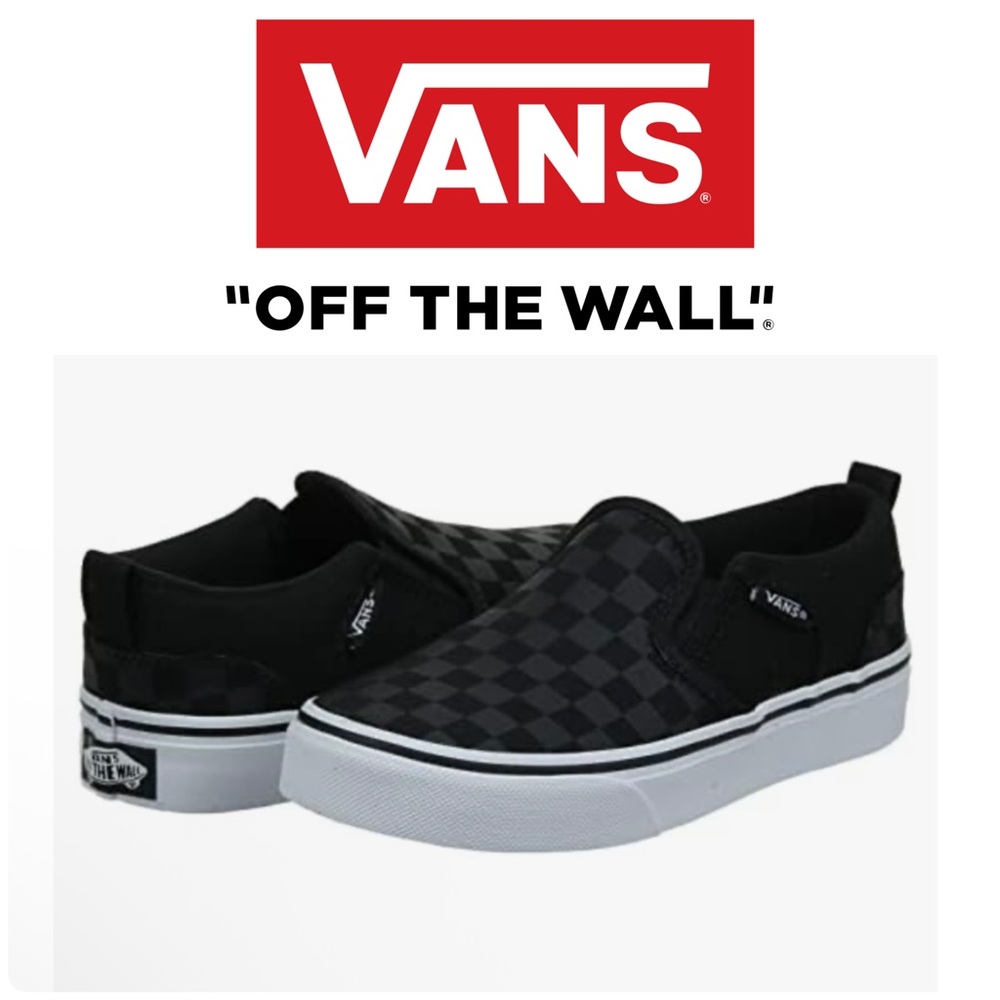 Vans Kids Black Checkered Slip-On Sneakers